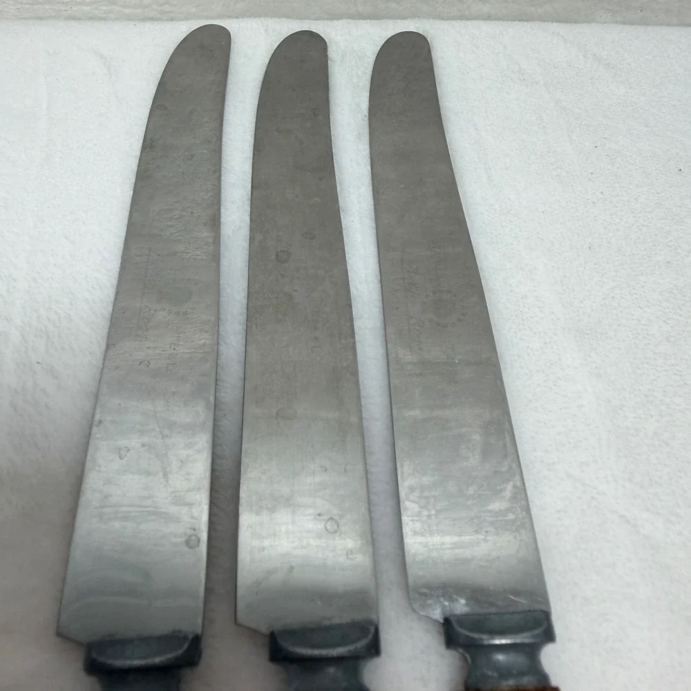 VTG Butterscotch Bakelite Handle Dinner Knives Art Deco Stainless Set of 3 MCM